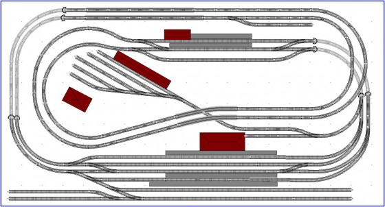 Gleisplan 1: Verschlungenes, doppelgeleisiges Oval