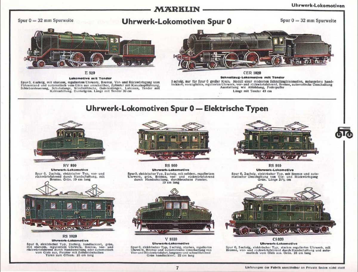 Märklin Uhrwerks-Lokomotiven Spur 0 1933