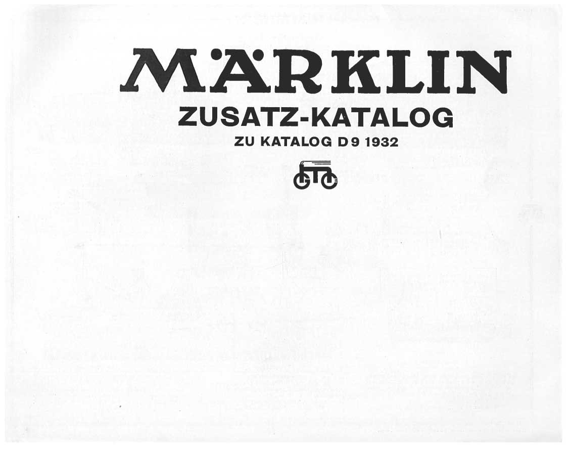 Märklin Zusatz-Katalog 1932 D9