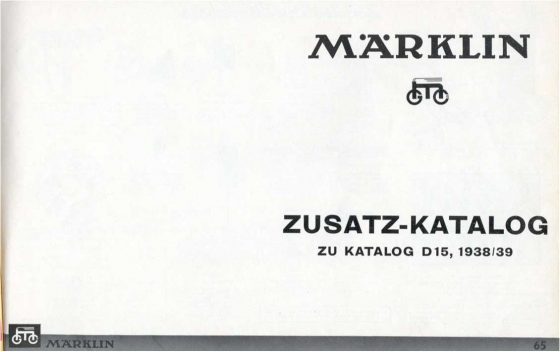 Märklin Zusatz-Katalog 1938 D15
